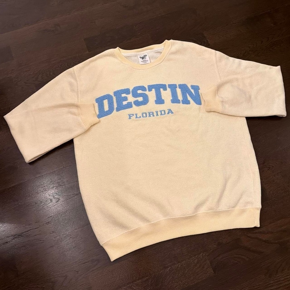 Vintage Y2K Pacific & Co Destin Sweatshirt | Cream/Yellow | Large